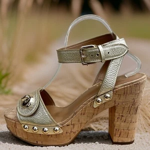 Coach Alanna Metallic Tumbled Gold Platform Sandal Size 10 US NWOT Sold Out $165 - Picture 1 of 17