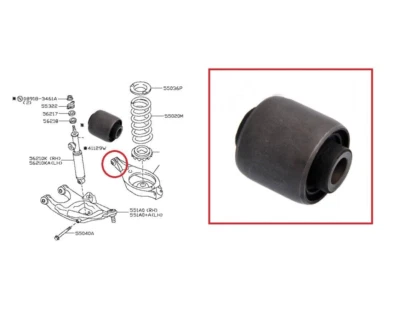 FOR NISSAN PATHFINDER R51 2.5DCI REAR LOWER BOTTOM SPRING CONTROL ARM BUSH 05-14 - Image 1 of 2