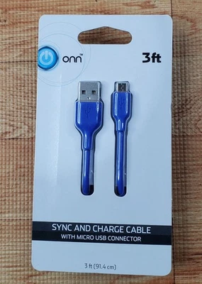 Sync and Charge Cable with USB to Micro USB Connectors Blue 3ft NEW - Image 1 of 2