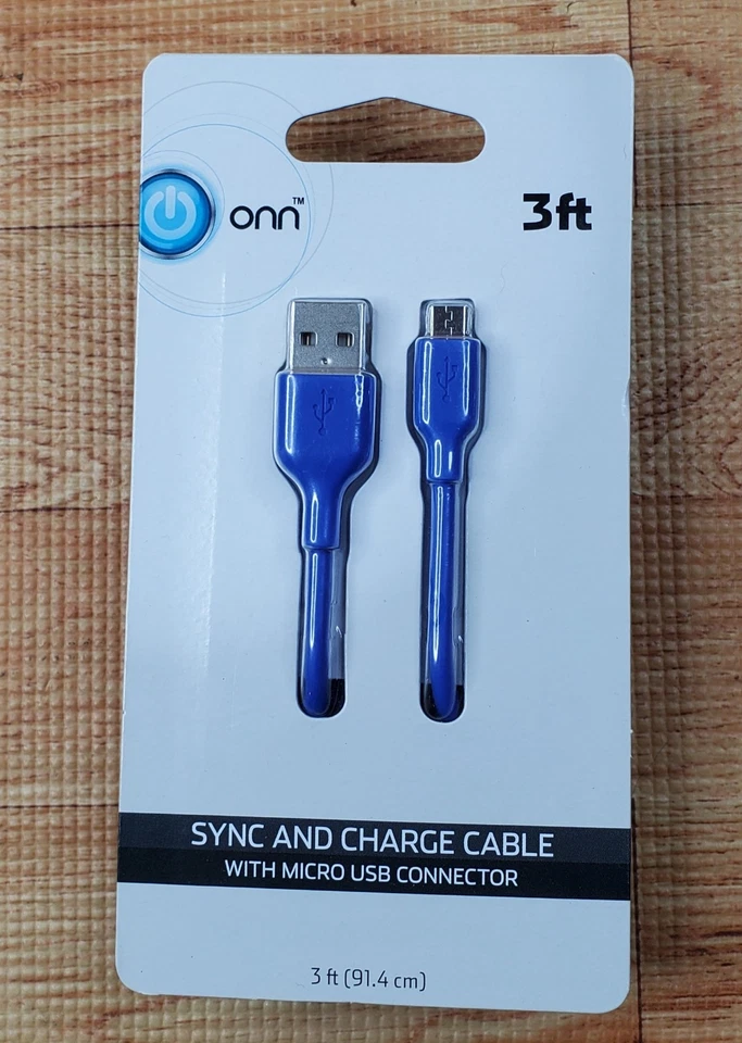 Sync and Charge Cable with USB to Micro USB Connectors Blue 3ft NEW - Image 1 of 2