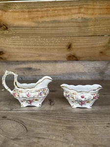 Crema y azúcar vintage Hammersley "Dresden Sprays" hecho en Inglaterra porcelana de hueso - Imagen 1 de 22