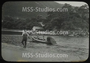PENMAENPOOL FISHERMEN #1 (1906) Wales - Photographic Glass Slide - Picture 1 of 2