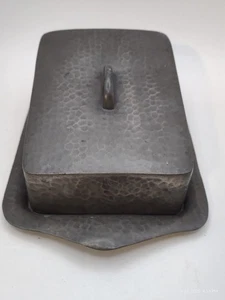 My Lady English Hand Hammered Pewter Butter Dish - Picture 1 of 14