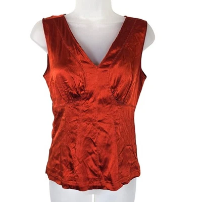 Top Express Stretch Y2K Para Mujer 8 Naranja Quemado Cintura Imperio Mezcla Seda Femenino Foto 1 de 4