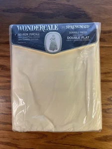 Vintage Springmaid Wondercale Double Flat Sheet -Butter - New Old Stock - Picture 1 of 5