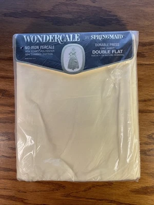 Vintage Springmaid Wondercale Double Flat Sheet -Butter - New Old Stock - Image 1 of 4