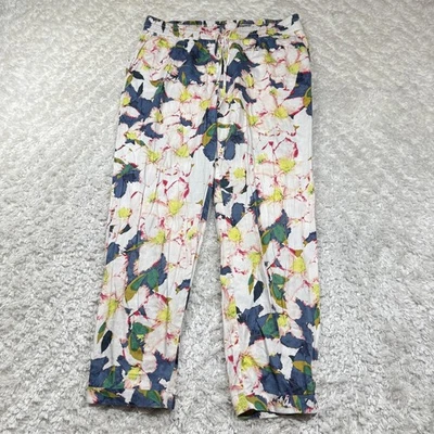 Pantalones J Crew Mujer 8 Blanco Azul Rosa Estampado Floral Informal Resort Fecha Costera Foto 1 de 4