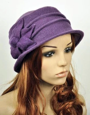 Cálido Lana Elegante Dama Para Mujer Vestido Sombrero Gorro Gorra 6 Hojas Flor 6 Colores Foto 1 de 4