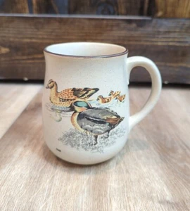 Vtg Stoneware Coffee Mug With Ducks & Ducklings Hunting Outdoor Rustic  - Picture 1 of 6