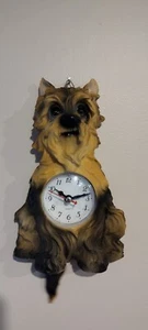 Quartz Hanging Wall Clock . Yorkie Wagging Tail. Works well. - Picture 1 of 7