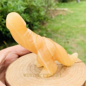 Natural Gold frozen stone Carved Dinosaur penis Crystal skull Massage Healing 1p - Imagen 1 de 7