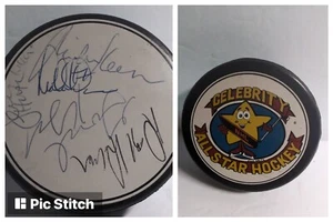 Celebrity All Stars Hockey NHL Signed Puck Auto Autographed Rare Five Signatures - Picture 1 of 11