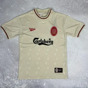 Liverpool 1996-1997 all Siz Away Jersey Football Vintage Shirt Retro Beige 96 97 - Picture 1 of 9