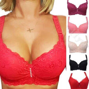 Women Bra Bralette 12-24 C D DD E Push-Up Bra Padded Plunge Lingerie Large Bosom - Picture 1 of 34