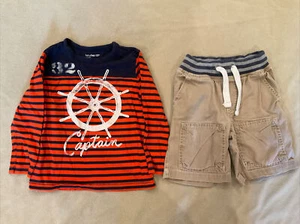 Baby Gap Mini Boden Lot 3/4 Boys Captain Top Beige Shorts - Picture 1 of 5