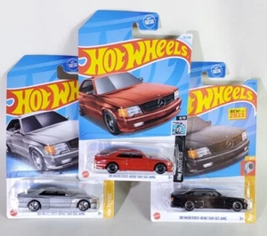 3 Car Lot- Hot Wheels '89 Mercedes-Benz 560 SEC AMG Silver Black Red 2023 2024 - Picture 1 of 4