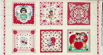 Panel de tela de algodón My Funny Valentine for Exclusively Quilters 23" x 42" Foto 1 de 2