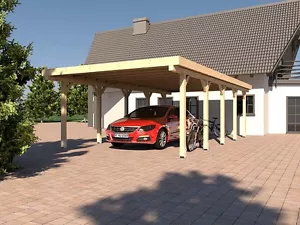 Carport Flachdach AVUS VIII 400 x 700 cm Konstruktionsvollholz KVH Bausatz - Bild 1 von 1