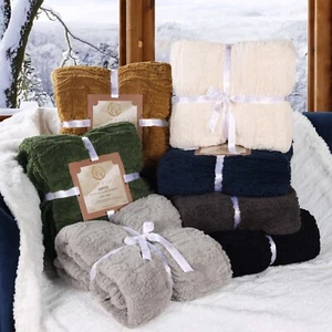 Arctic Jacquard Boho Knit Diamond Geometric Soft Fluffy Plush Fleece Blanket - Picture 1 of 67