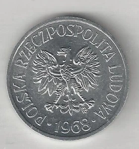 POLAND, 1968, 5 GROSZY,  ALUMINUM, Y#A46,  CHOICE BRILLIANT UNCIRCULATED (001) - Picture 1 of 2