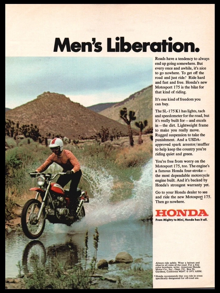 Honda Motorsport 175 1971 motocicleta roja vintage original print ad-Man Cave Garage Foto 1 de 1
