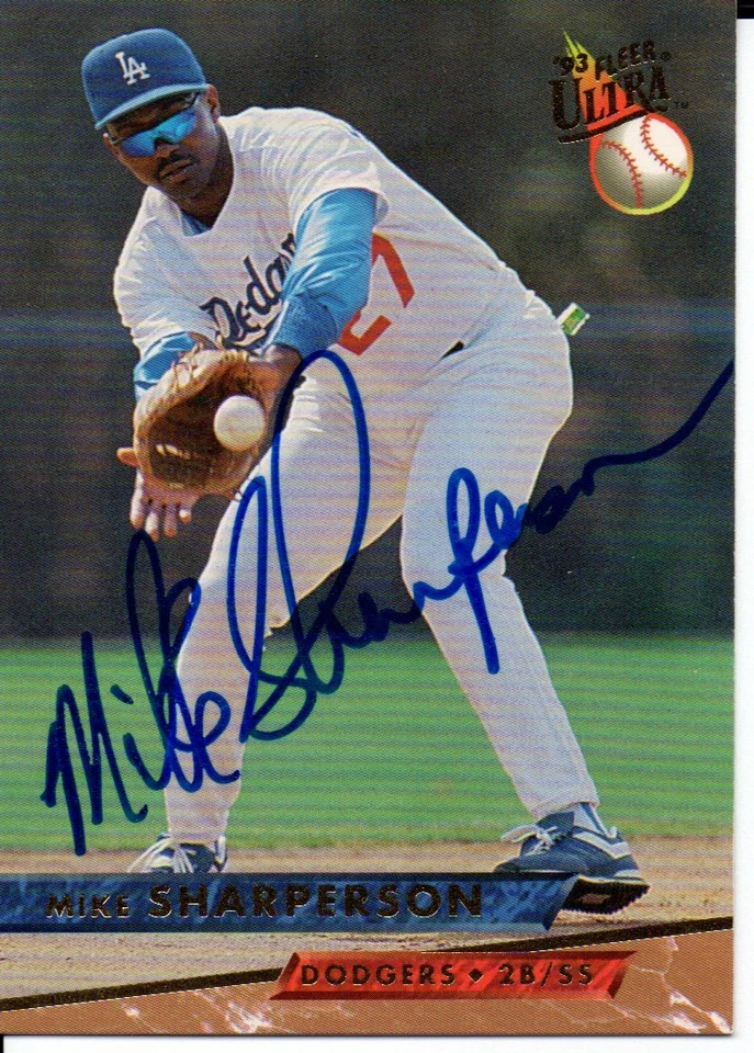 Mike Sharperson Los Angeles Dodgers 1993 Fleer Ultra Autographed Signed Card - Image 1 of 1