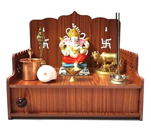 Wooden Temple Wall Mounted Hanging Table top Pooja Mandir God Stand Shelf