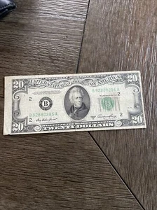 1950 - B $20 TWENTY DOLLAR Federal Reserve Banknote New York ERROR Cut! - Picture 1 of 6