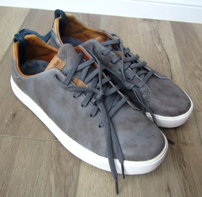 OLUKAI MENS LAE'AHI LI 'ILI SHOES 10455 GREY LEATHER SHOES SZ 8 WHITE SANDAL - Image 1 of 4