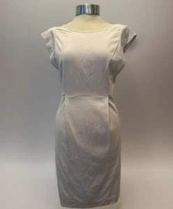 Reiss Aragon Bodycon Dress Nude / Ivory Cap Sleeves V Back Party Occasion  Sz 12 - Picture 1 of 15