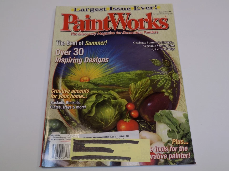 Paint Works Magazine Discovery Decorative Painters Folk Art Sep 2003 Summer Tray - Image 1 of 1