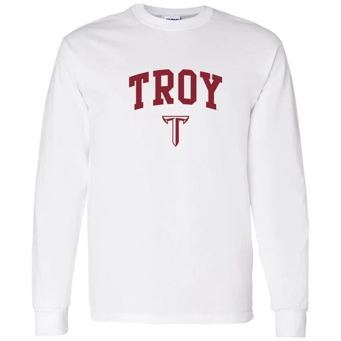 Troy University Trojans Arch Logo Long Sleeve Shirt - White Cover