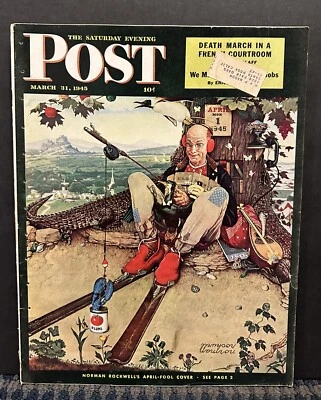 1945 March 31st The Saturday Evening Post Magazine, Norman Rockwell *See Spine - Image 1 of 2