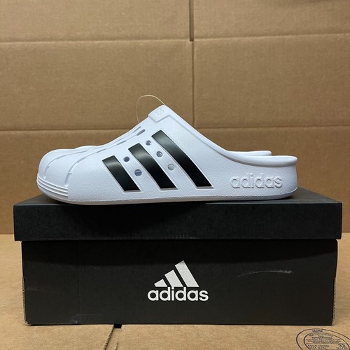 Sandali Adidas Originals Adilette Clog bianchi neri nuovi da uomo rari FY8970 US 8