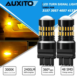 AUXITO 2PCS 3157 3156 LED Amber Turn Signal DRL Side Marker Light Bulbs 2400LM - Picture 1 of 10