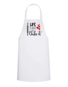 Life Is What You Bake It - White Apron with Color design Great Gift - Imagen 1 de 1