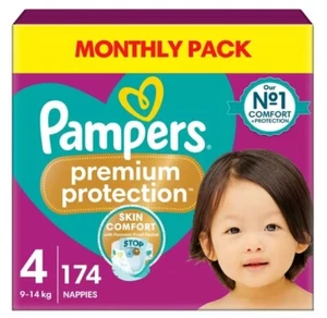 Pampers Size 4 Nappies 174 Pack – 9–14kg Premium Protection Jumbo+ Baby Diapers - Picture 1 of 7