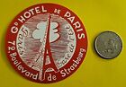 Hotel De Paris Round Sticker Decal With Eiffel Tower Red and White Embellishment