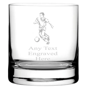 ENGRAVED FOOTBALL WHISKY / WHISKEY MIXER GLASS WG45 IN SILK LINED GIFT BOX - Picture 1 of 2