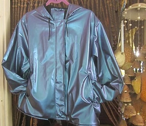 RAINS - Metallic HOODIE Waterproof Storm Breaker Jacket Shaded Misty Blue, M-L - Picture 1 of 10
