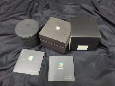 Caja de reloj vintage genuina Tag Heuer folleto cuero negro gris 250603003yA Foto 1 de 4