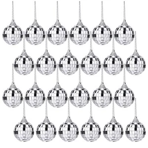24Pcs Silver Disco Mirror Balls for Party Decor Christmas Tree Wedding Ornaments - Picture 1 of 8