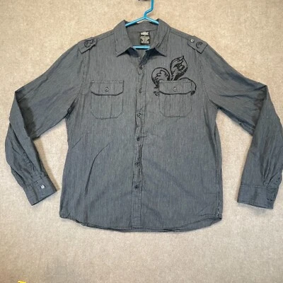 MMA Elite Button Up Shirt Men's Size Large Gray Long Sleeve Cotton - Изображение 1 из 4