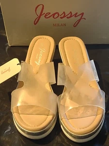 Jeossy Milan Nude & Clear Wedge Sandals (Size 8) - Picture 1 of 8