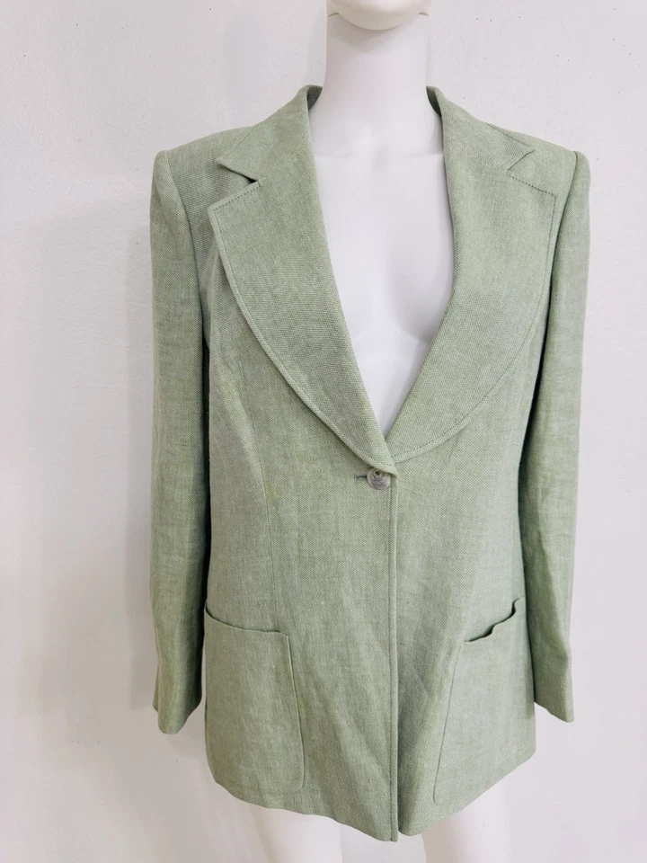 Giorgio Armani (best line) Pale Mint Green Linen Blazer Jacket Italy IT50 NWOT - Image 1 of 4