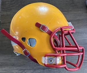 Riddell Speed Revolution Youth Small Football Helmet 2011 Used Gold Red Facemask - Picture 1 of 8