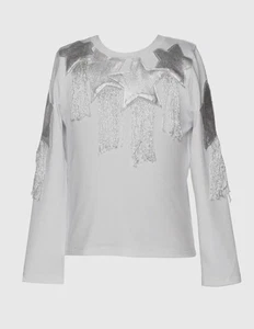 Hannah Banana By Sara Sara Long Sleeve Metallic Stars w/ Fringe Top Size 8 - Picture 1 of 2