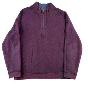 Tommy Bahama Wendepullover 1/4 Zip Herren XXL weinrot & blau Winter - Bild 1 von 7
