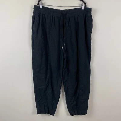 Athleta Retreat High Rise Linen Ankle Pant Size 1X Drawstring Black 658556 - Image 1 of 4