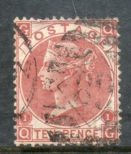 GB QV 1867 SG114 10d Deep Red Brown WMK Spray Gebraucht Cat 600£ QG - Bild 1 von 2